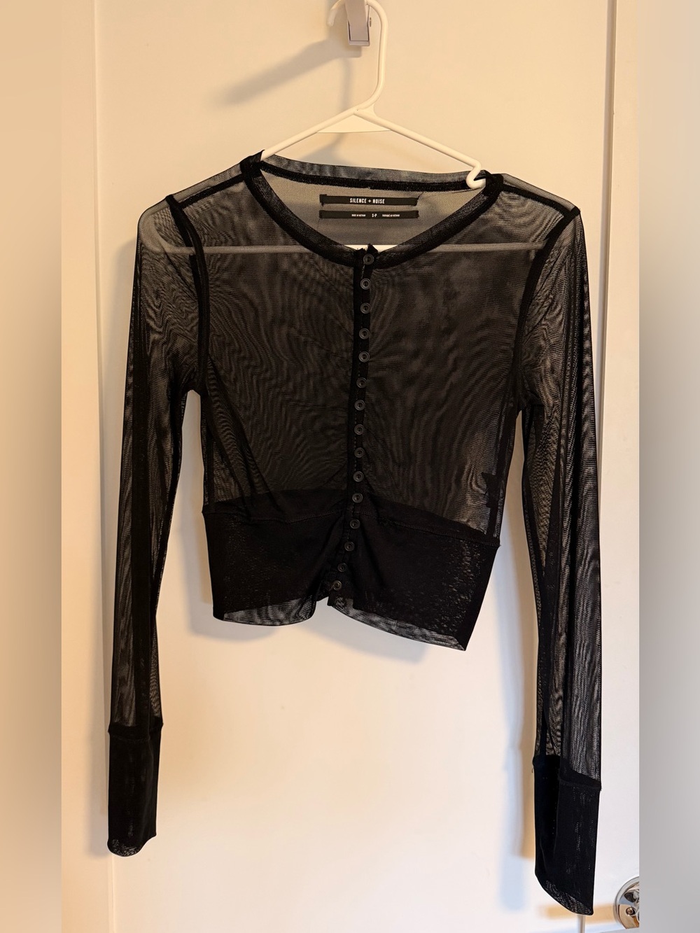 Silence + Noise Black Mesh Cardigan Top